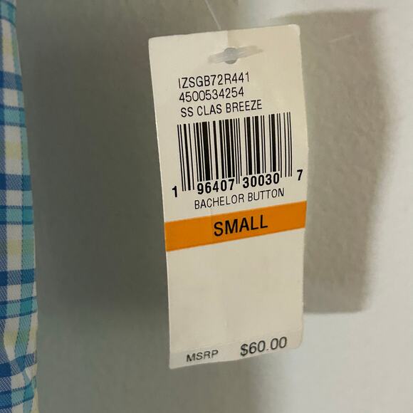 Izod Men's Button Down Short Sleeve Striped Shirt Stretch S Small New - Picture 5 of 8